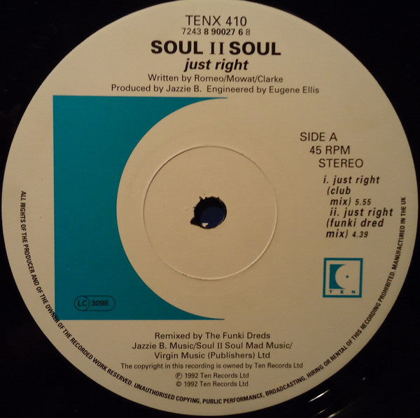 Soul II Soul : Just Right (12")