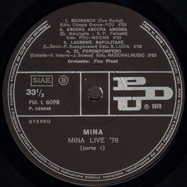 Mina (3) : Live '78 (2xLP, Album, Gat)