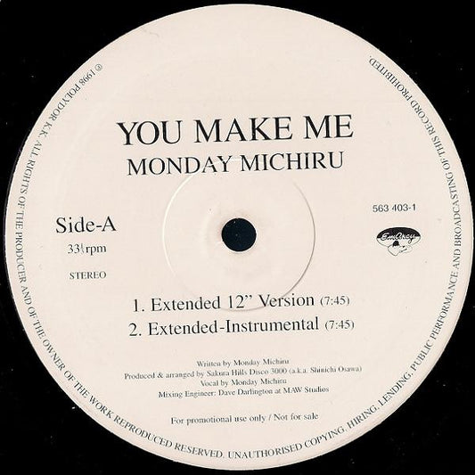 Monday Michiru : You Make Me (12", Promo)