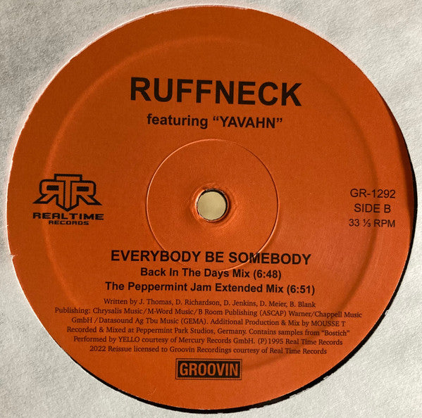 Ruffneck Featuring Yavahn : Everybody Be Somebody (12")