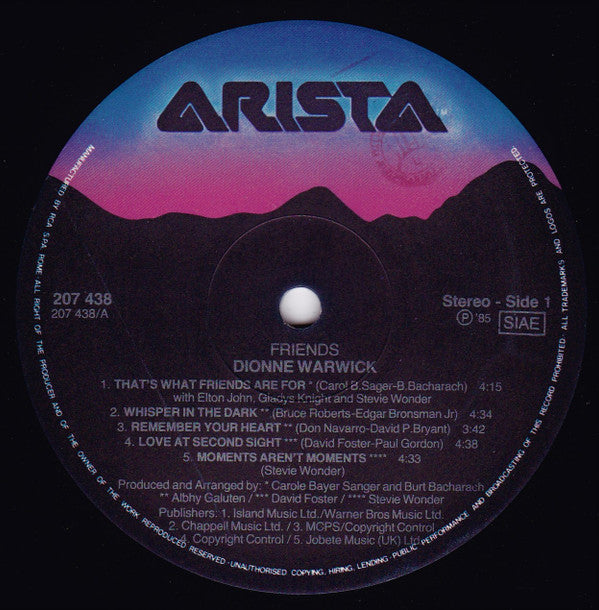 Dionne Warwick : Friends (LP, Album)