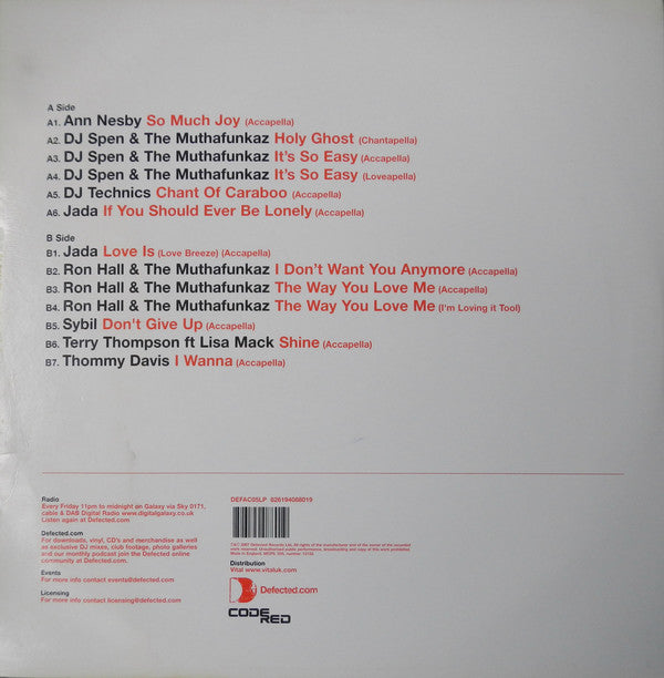 Various : Defected Accapellas Volume 5 (Code Red) (LP, Comp)