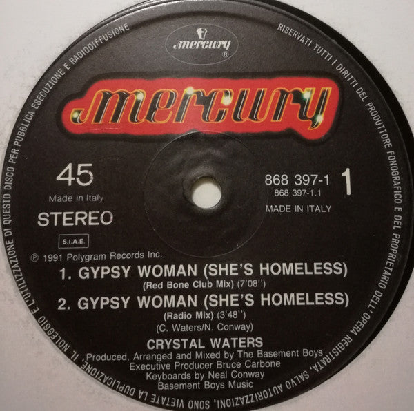 Crystal Waters : Gypsy Woman (She's Homeless) (12")