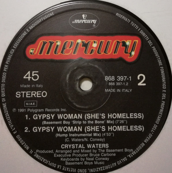 Crystal Waters : Gypsy Woman (She's Homeless) (12")