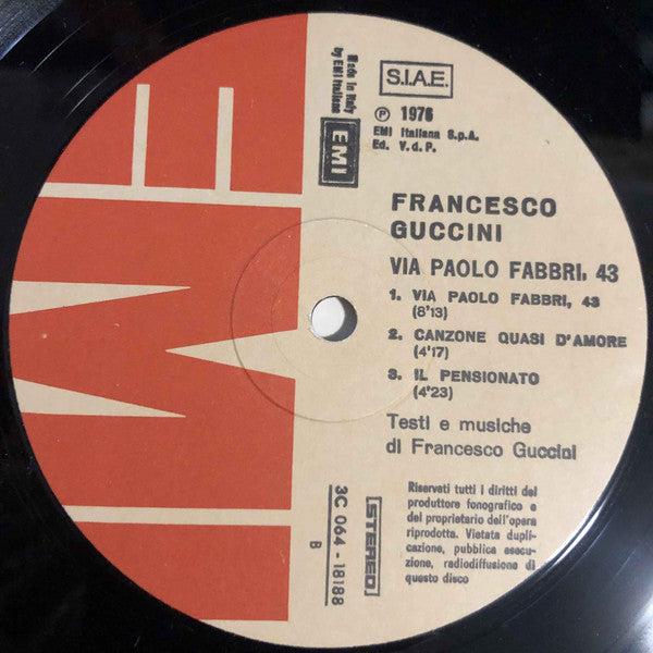 Francesco Guccini : Via Paolo Fabbri 43 (LP, Album, RP)