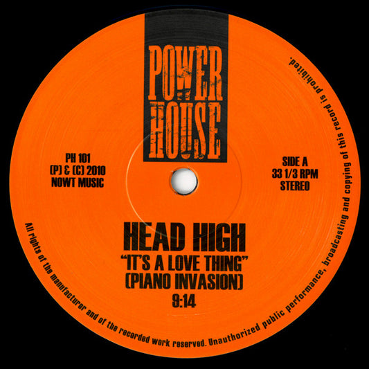 Head High : It's A Love Thing (Piano Invasion) (12")