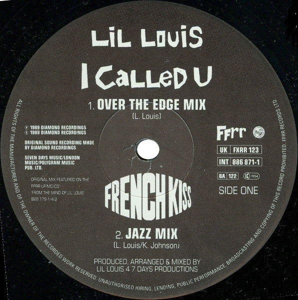 Lil' Louis & The World : I Called U (But You Weren't There) (12", No3)