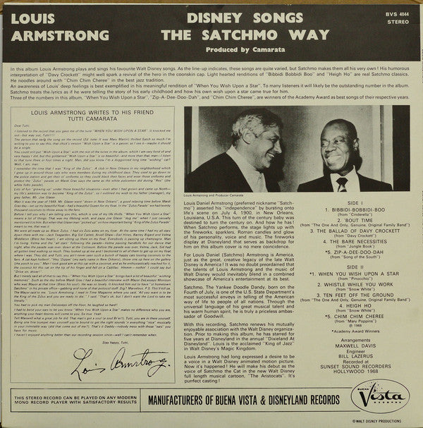 Louis Armstrong : Disney Songs The Satchmo Way (LP, Album)