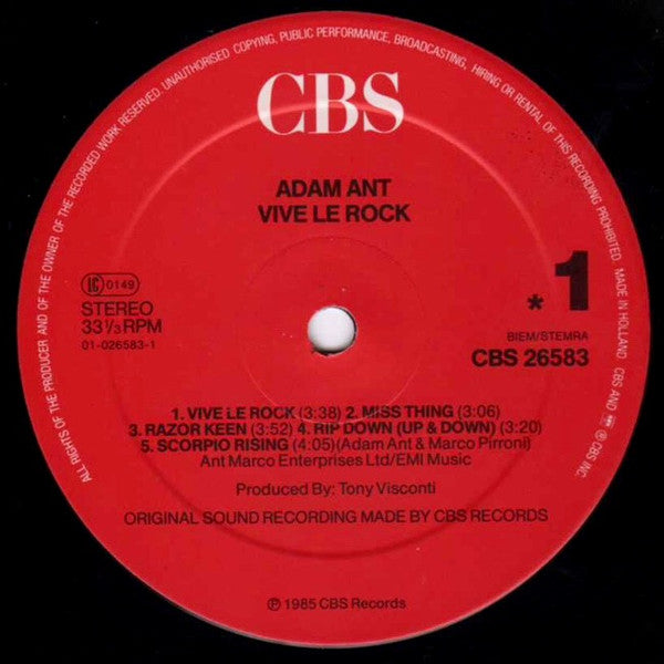 Adam Ant : Vive Le Rock (LP, Album)
