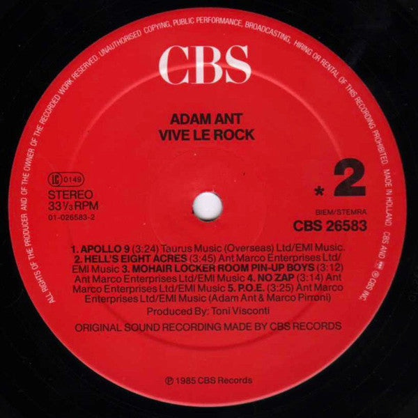 Adam Ant : Vive Le Rock (LP, Album)