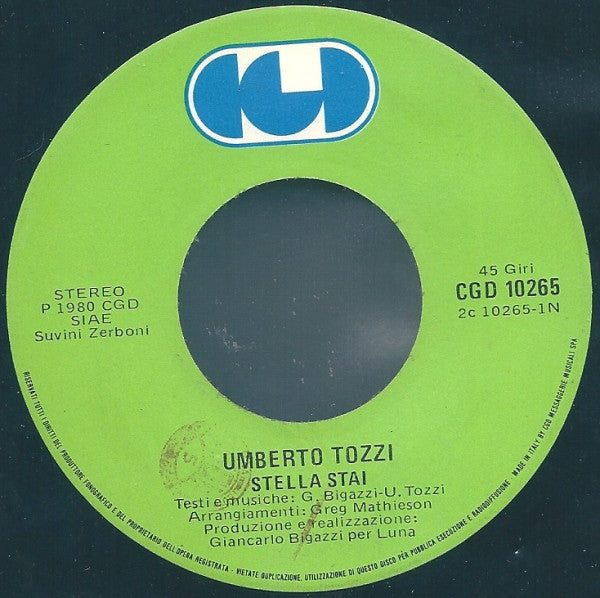 Umberto Tozzi : Stella Stai (7", Single)