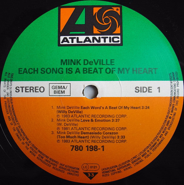 Mink DeVille : Each Song Is A Beat Of My Heart (LP, MiniAlbum)