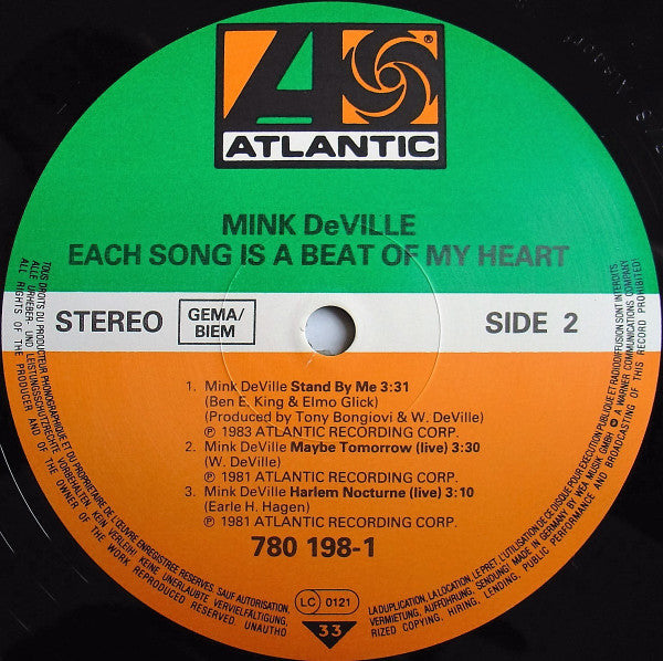 Mink DeVille : Each Song Is A Beat Of My Heart (LP, MiniAlbum)