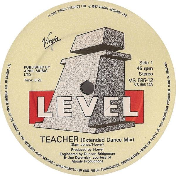 I-Level : Teacher (Extended Dance Mix) (12", Single)