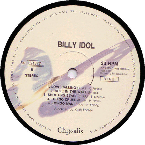 Billy Idol : Billy Idol (LP, Album, RE)