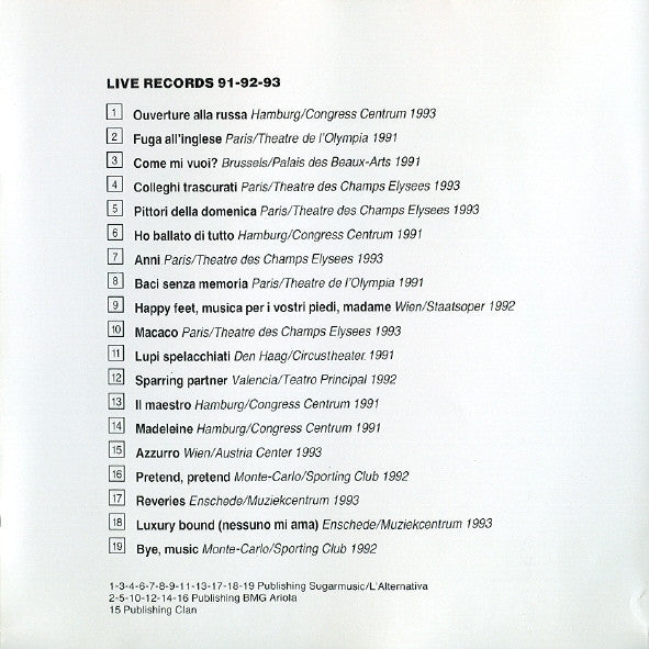 Paolo Conte : Tournée (CD, Album, RP)