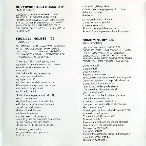 Paolo Conte : Tournée (CD, Album, RP)