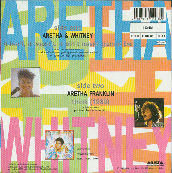 Aretha Franklin & Whitney Houston : It Isn't It Wasn't It Ain't Never Gonna Be (7", Single)