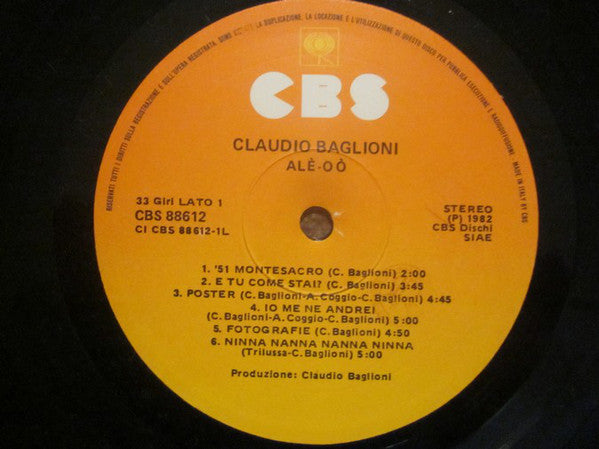 Claudio Baglioni : Alé-Oó (2xLP, Album, Gat)