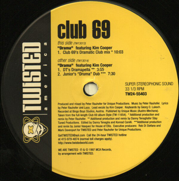 Club 69 Featuring Kim Cooper : Drama (2x12")