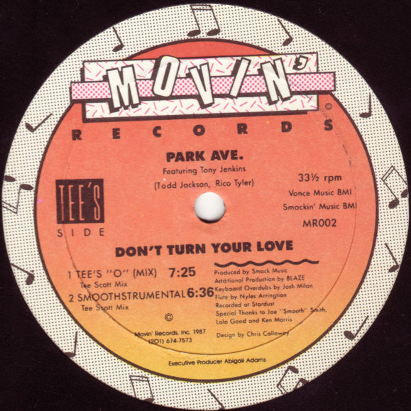 Park Avenue Featuring Tony Jenkins : Don't Turn Your Love (12")