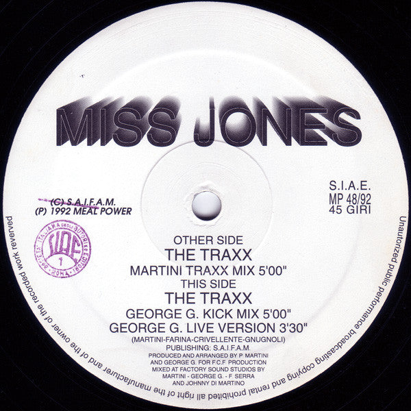 Miss Jones : The Traxx (12")