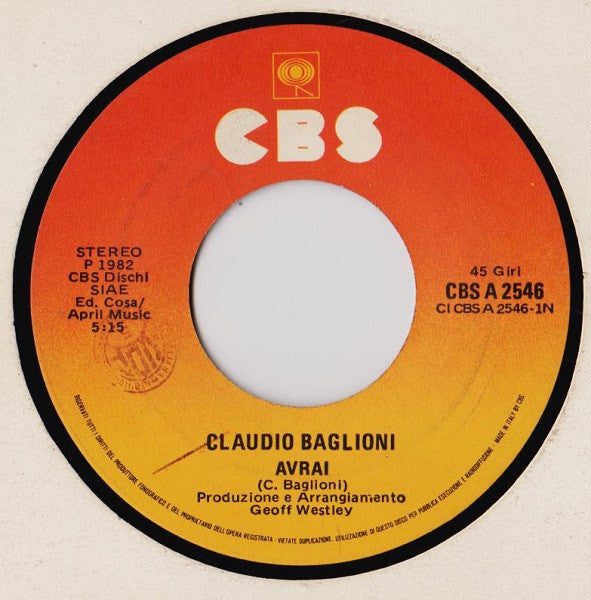 Claudio Baglioni : Avrai (7", Single)