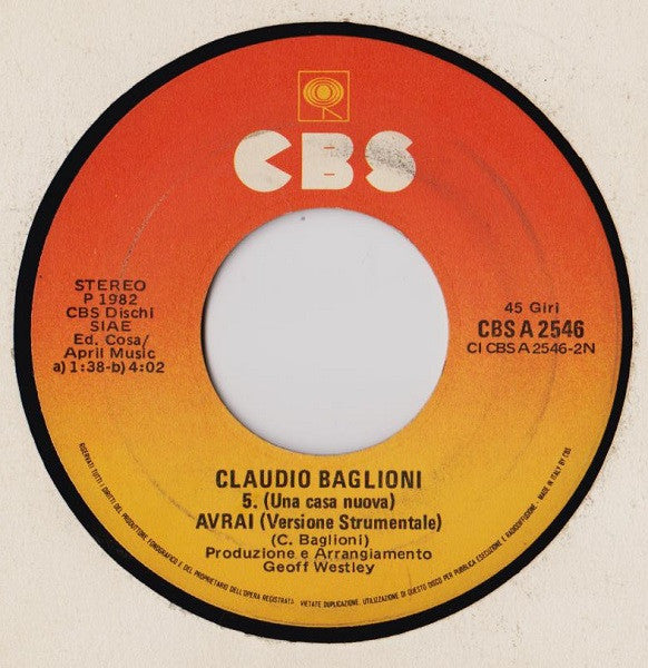 Claudio Baglioni : Avrai (7", Single)