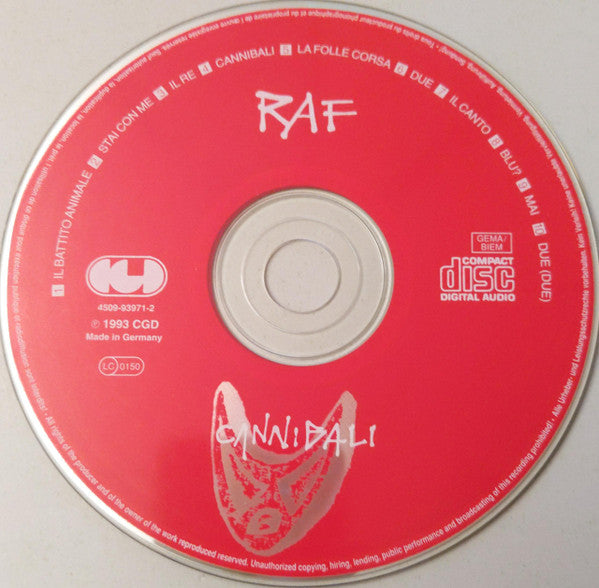 RAF (5) : Cannibali (CD, Album)