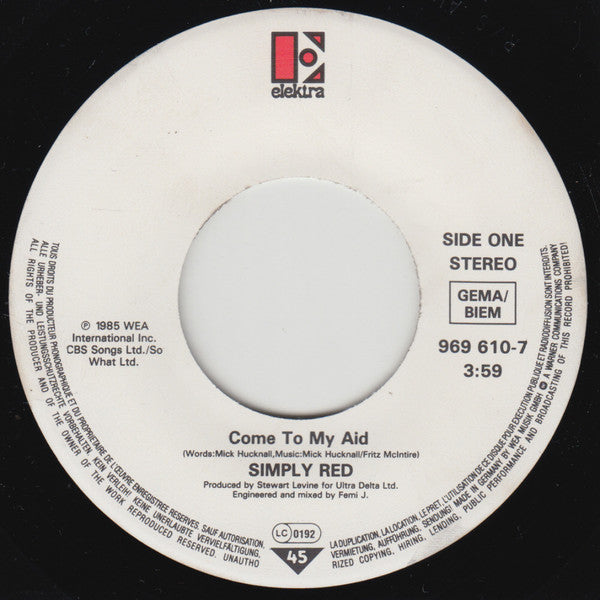 Simply Red : Come To My Aid (7", Single, whi)