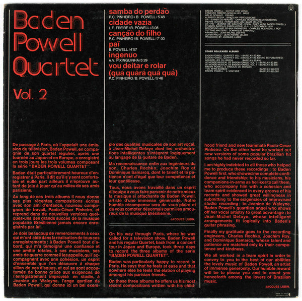 Baden Powell Quartet : Vol. 2 (LP, Album)