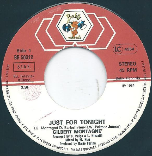 Gilbert Montagné : Just For Tonight / Musicienne (7")