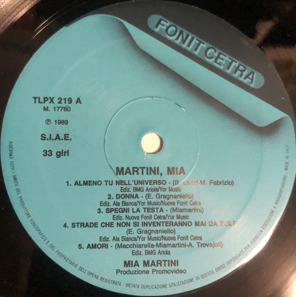 Mia Martini : Martini, Mia (LP, Album)