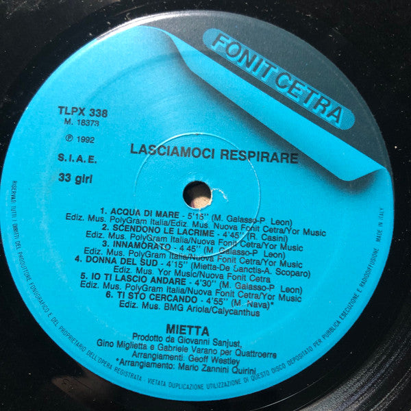 Mietta : Lasciamoci Respirare (LP)