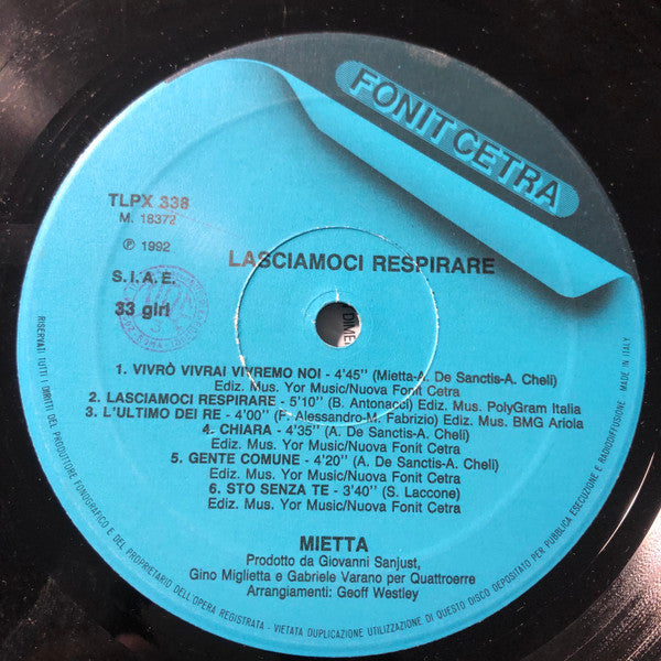 Mietta : Lasciamoci Respirare (LP)