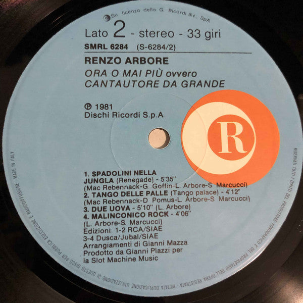 Renzo Arbore : Ora O Mai Più Ovvero Cantautore Da Grande (LP, Album)