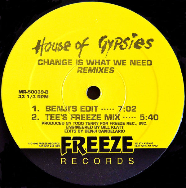 House Of Gypsies : Change Is What We Need - Remixes (12")