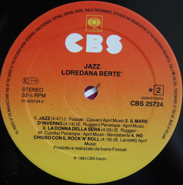 Loredana Bertè : Jazz (LP, Album)