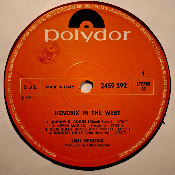 Jimi Hendrix : Hendrix In The West (LP, Album, RE)