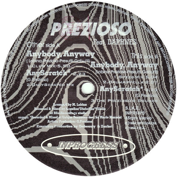 Prezioso Feat. Daphnes : Anybody, Anyway (12")