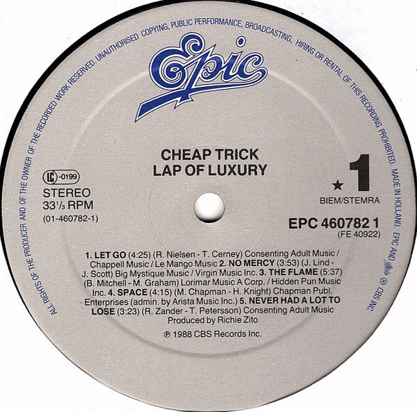 Cheap Trick : Lap Of Luxury (LP, Album)