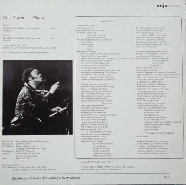 Cecil Taylor : Air Above Mountains < Buildings Within > (LP, Album, RE)