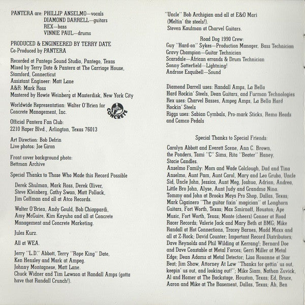 Pantera : Cowboys From Hell (CD, Album)