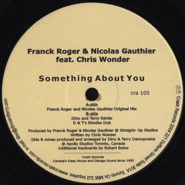 Franck Roger & Nicolas Gauthier Feat. Chris Wonder : Something About You (12")