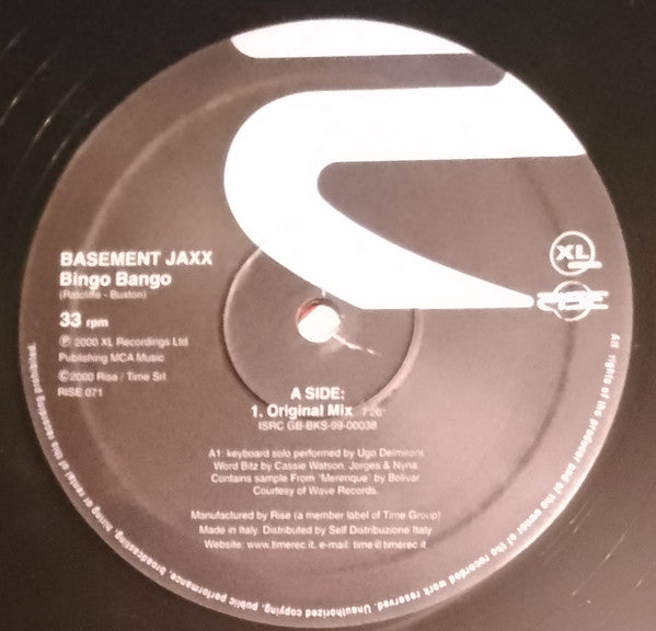 Basement Jaxx : Bingo Bango (12")
