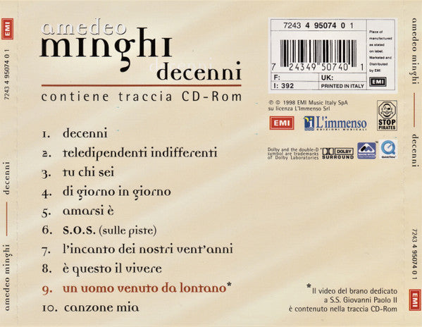 Amedeo Minghi : Decenni (CD, Album, Enh)