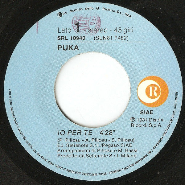 Puka : Io Per Te (7")