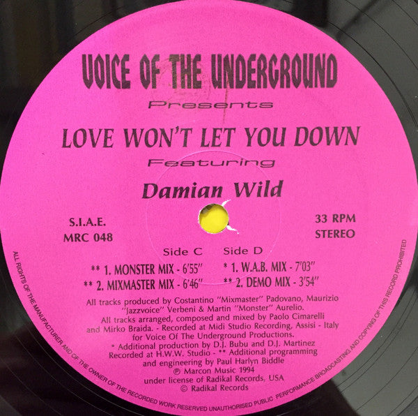 Voice Of The Underground : Love Won't Let You Down (2x12")