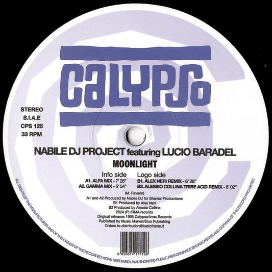 Nabile DJ Project* Featuring Lucio Baradel : Moonlight (12", EP, RE)