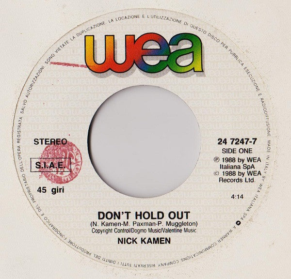 Nick Kamen : Don't Hold Out (7")